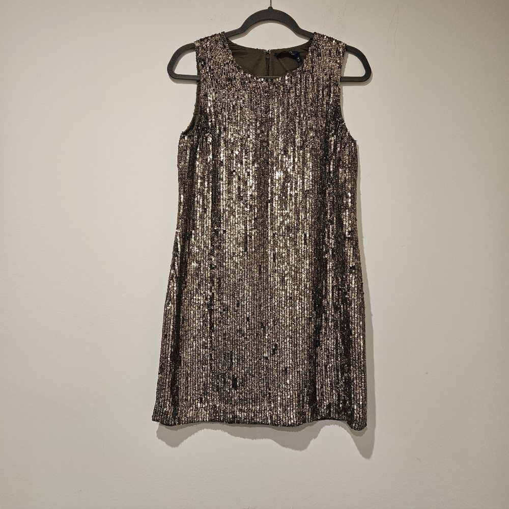 Ralph Lauren Olive Green Sequin Mini Party Dress, Size 4